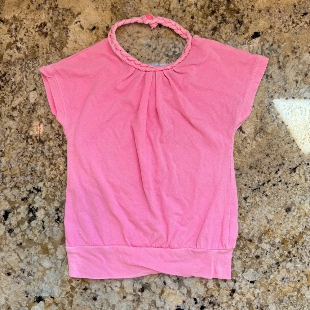 Pink Braided Collar Top